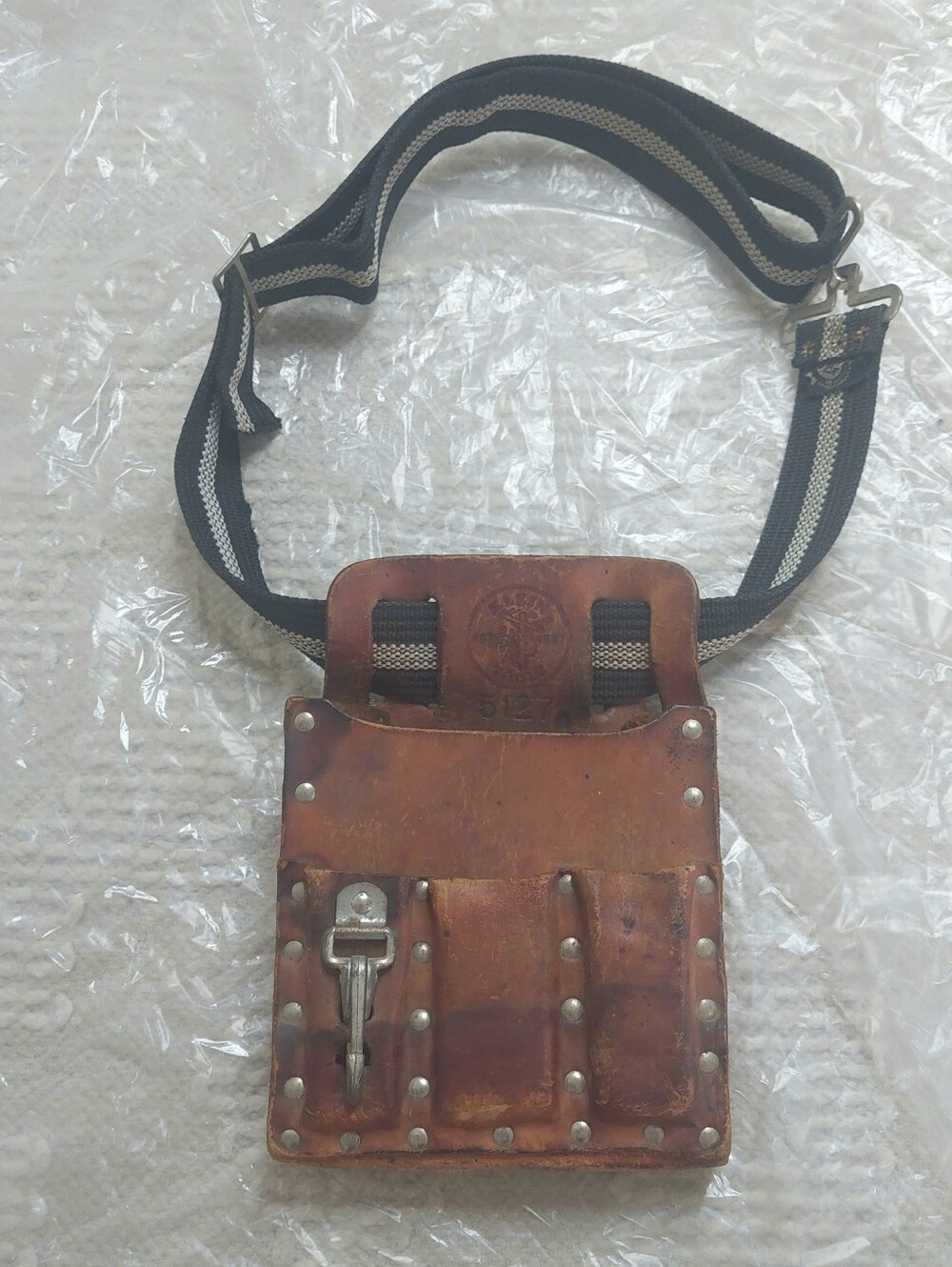 Klein Tools 5127 Brown Leather Electrician Lineman Tool Pouch W/ Belt!